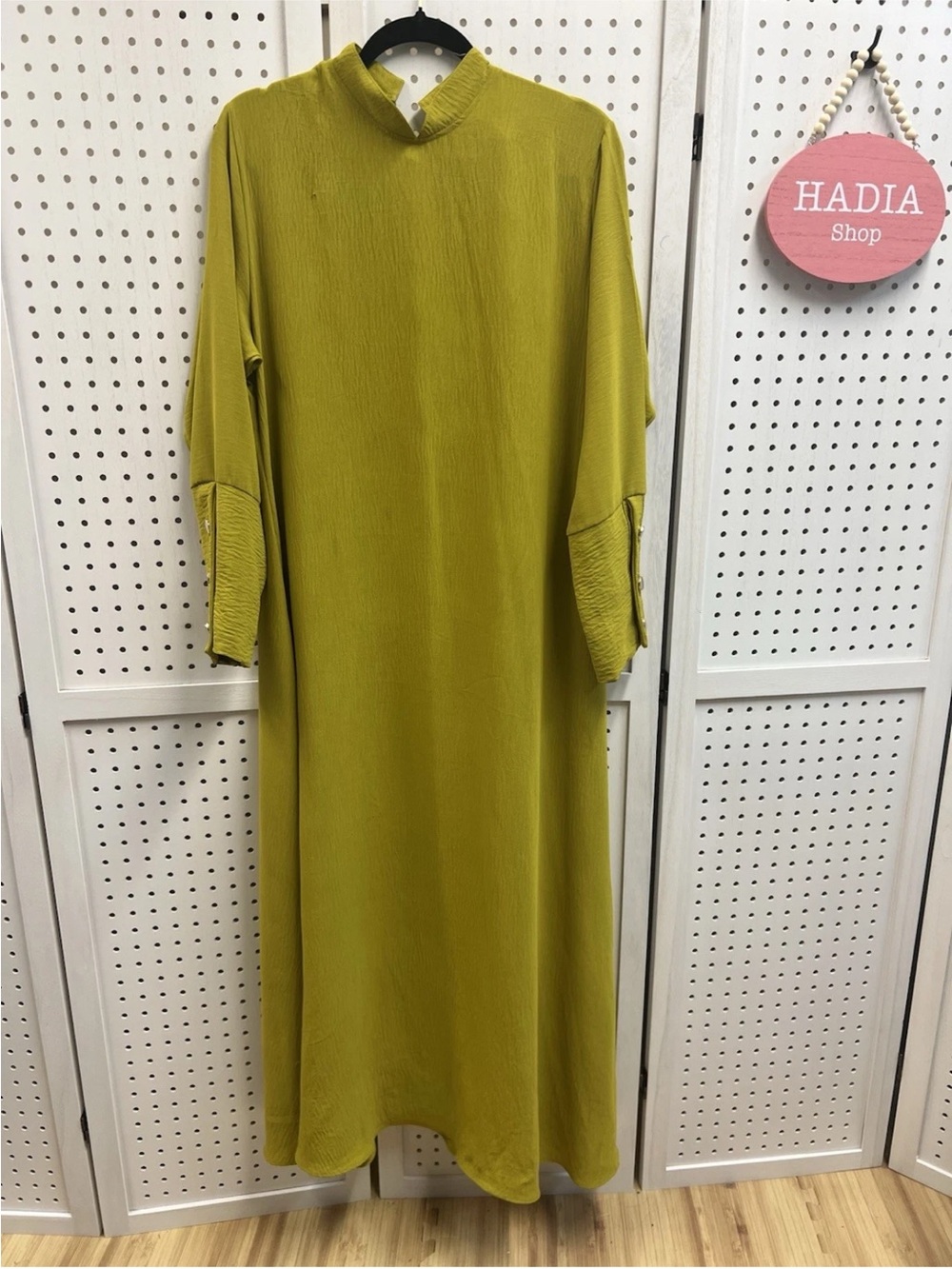 Lime Green color Modest Long Dress